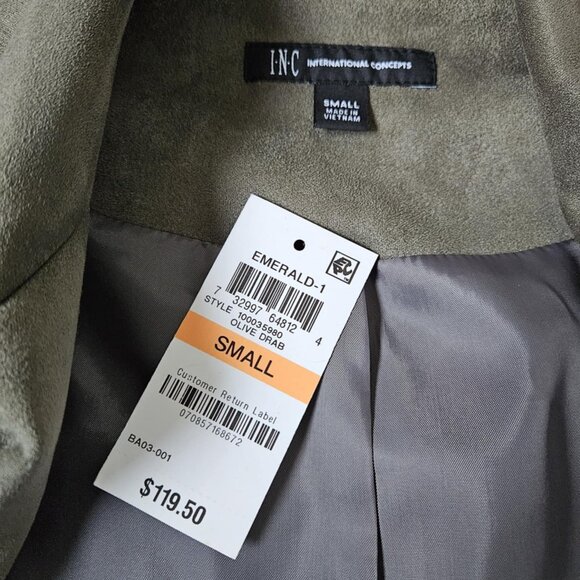High Quality! INC Olive Green Drape Jacket S - Picture 3 of 10